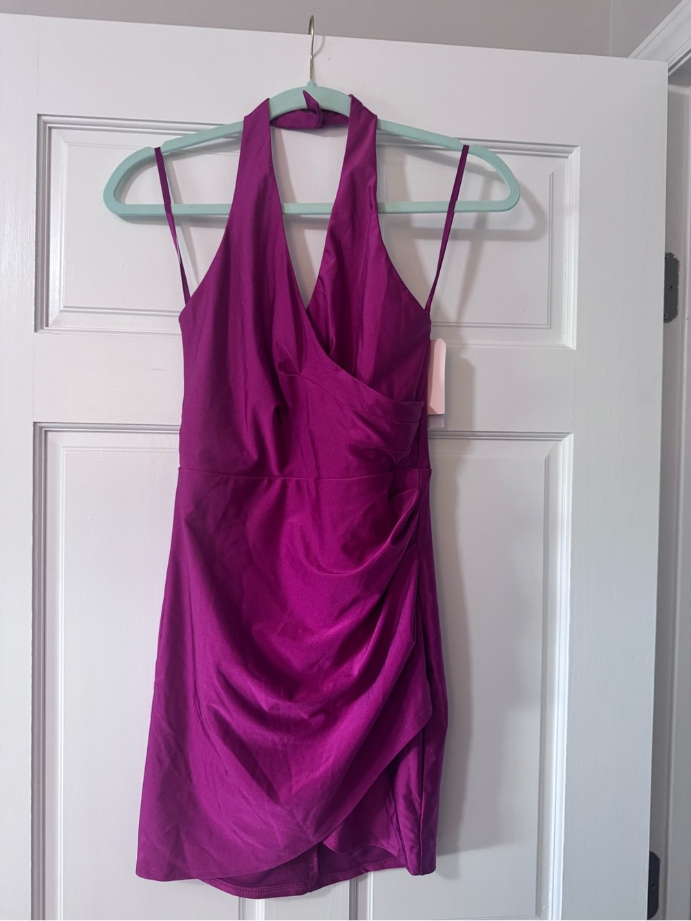 Halter Mini Dress with Draped Skirt